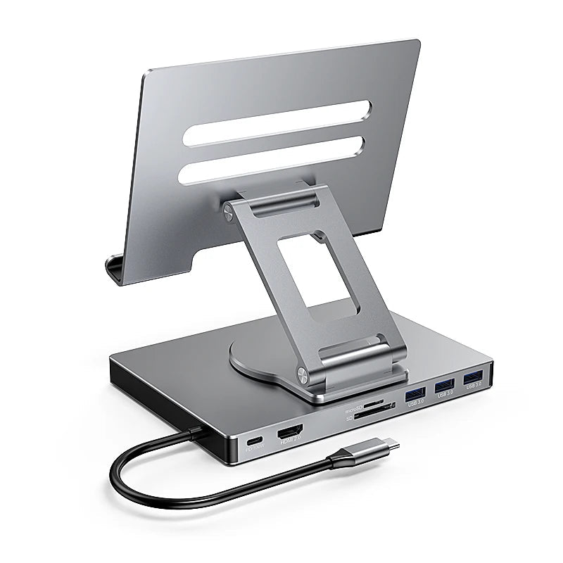 360° Rotating Stand with Type-C Hub