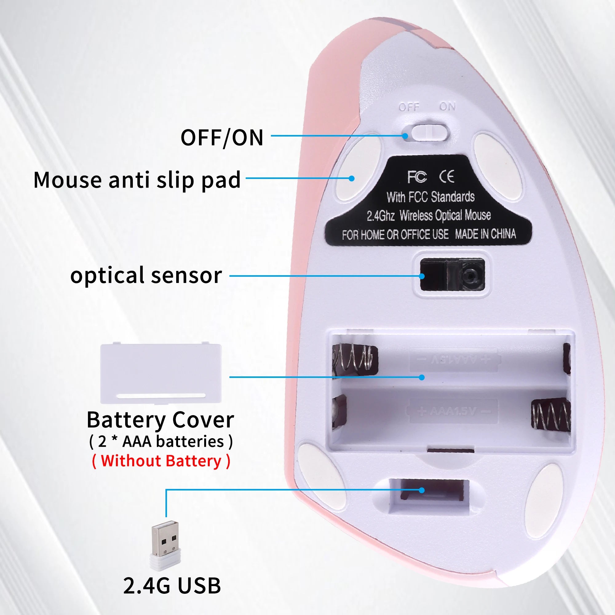 Left Hand 2.4G Vertical Mouse – Ergonomic Wireless 1600 DPI Mute Click