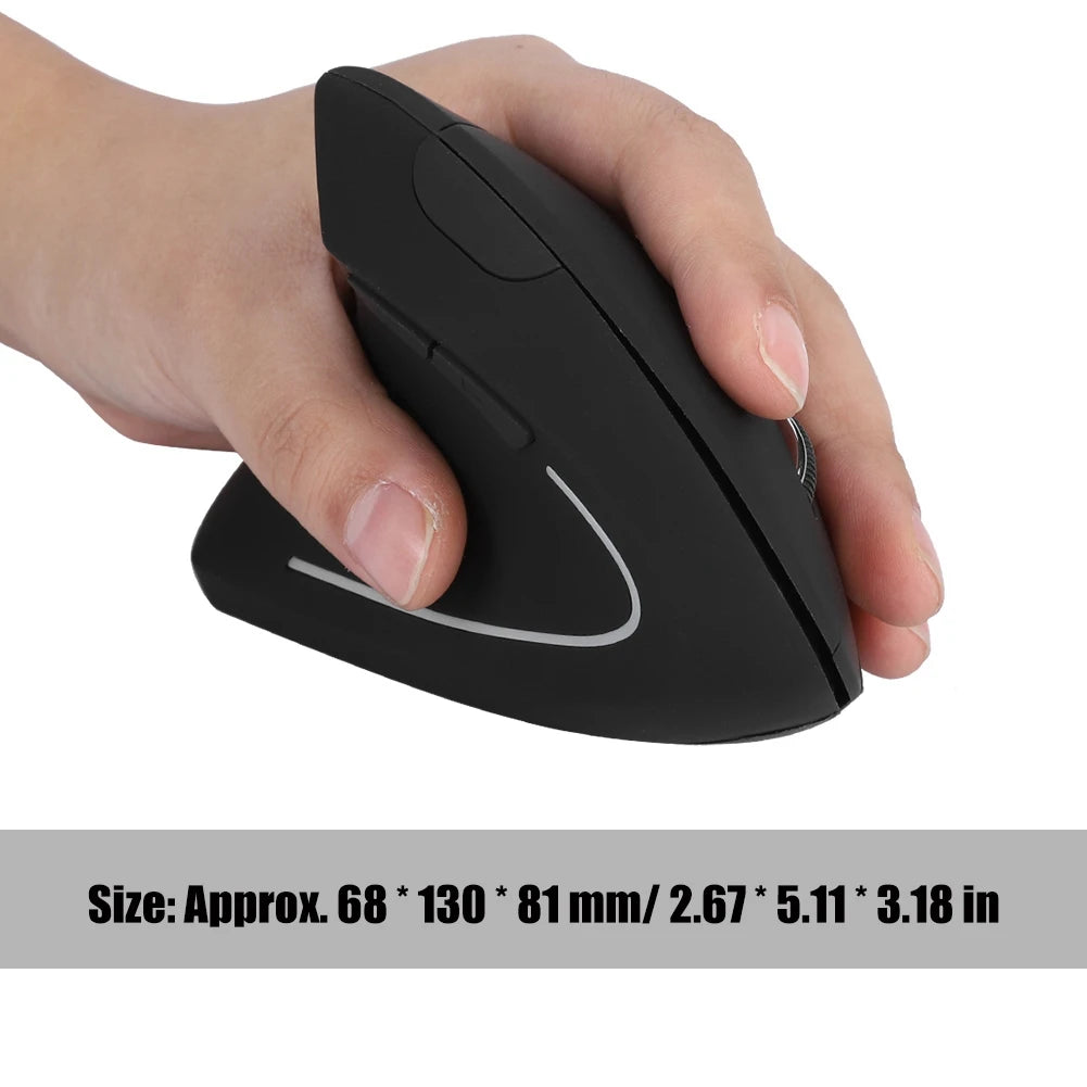 Left Handed 2.4GHz Wireless Vertical Mouse – Ergonomic Optical USB for PC & Laptop