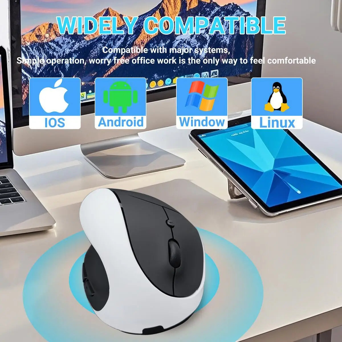 Left Hand Ergonomic Vertical Mouse with Side Buttons