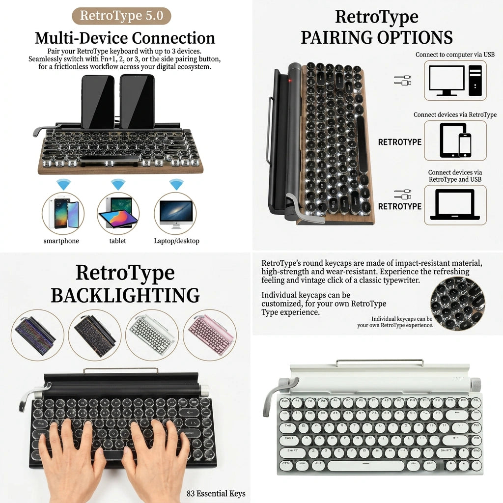TypeNova — Retro Wireless Keyboard for Focused Work