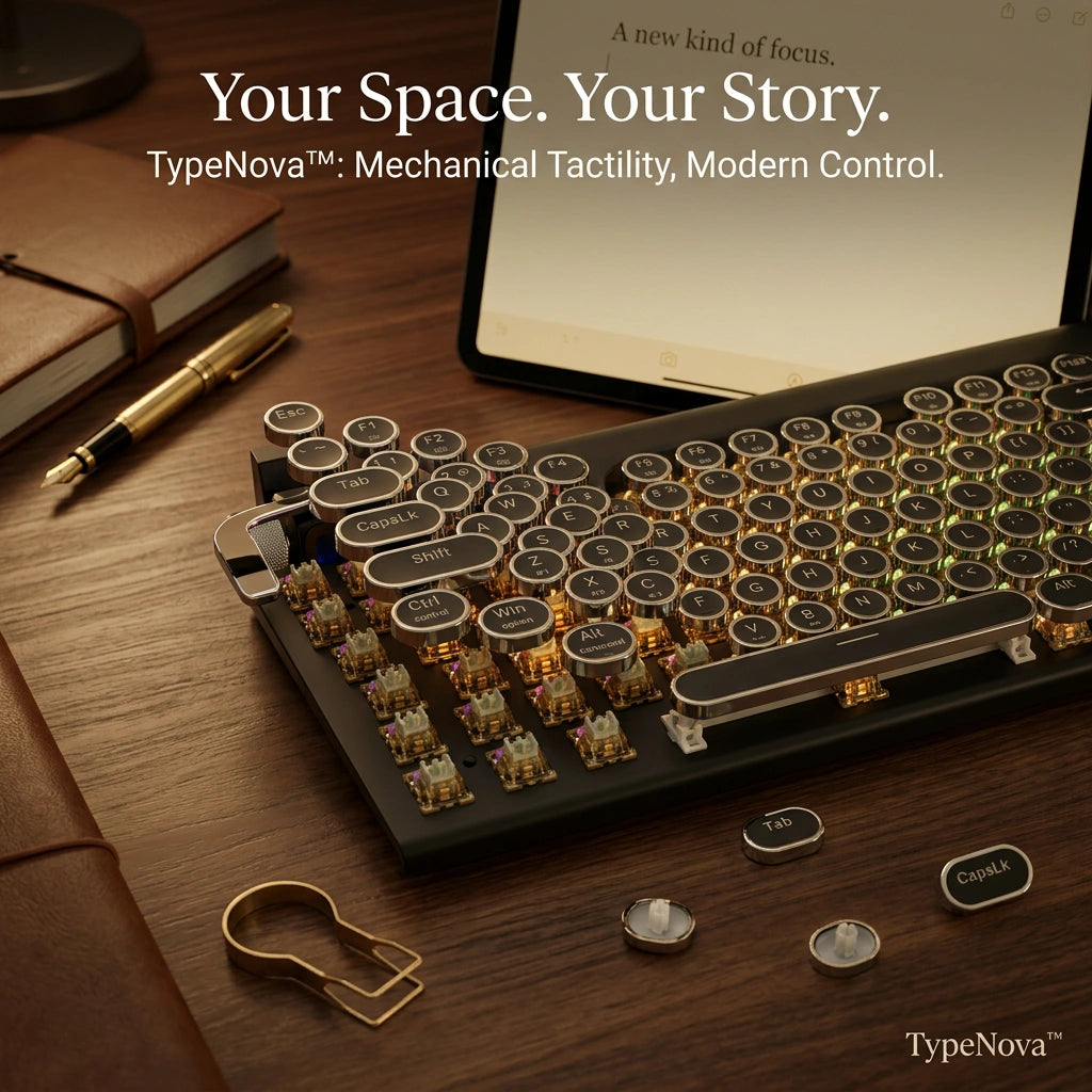 TypeNova — Retro Wireless Keyboard for Focused Work