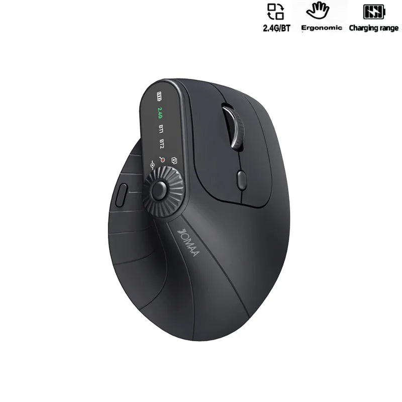 Ergonomic Vertical Wireless Mouse with Adjustable Function Knob