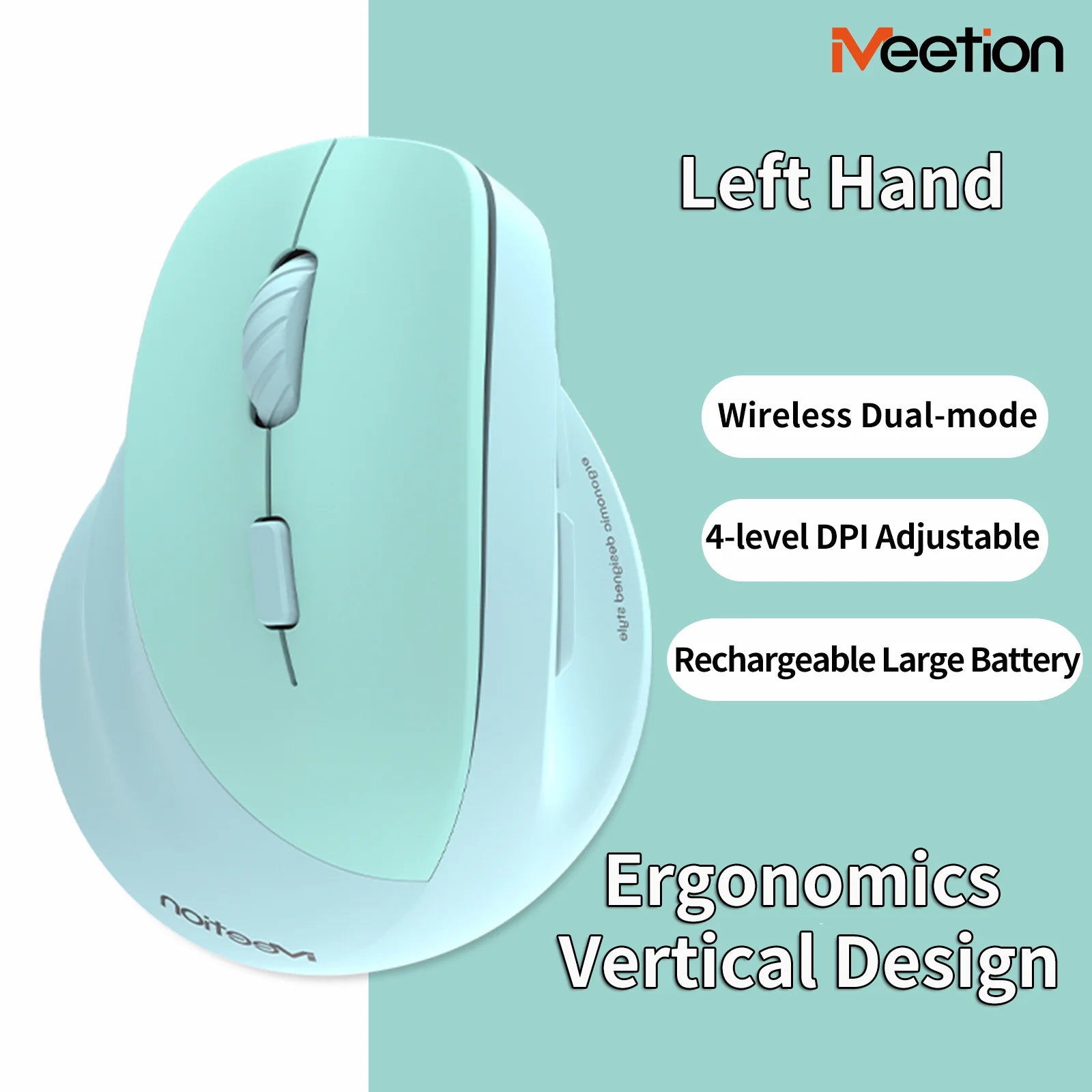 Left Hand Ergonomic Wireless Vertical Mouse for Left-Handed Users