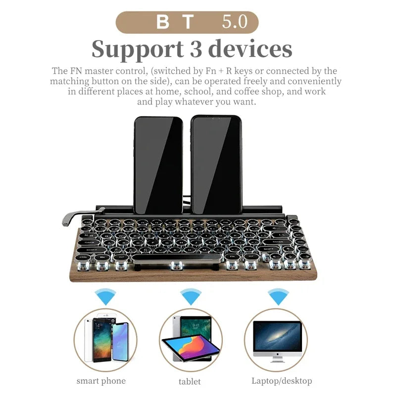 Retro Typewriter Wireless Mechanical Keyboard