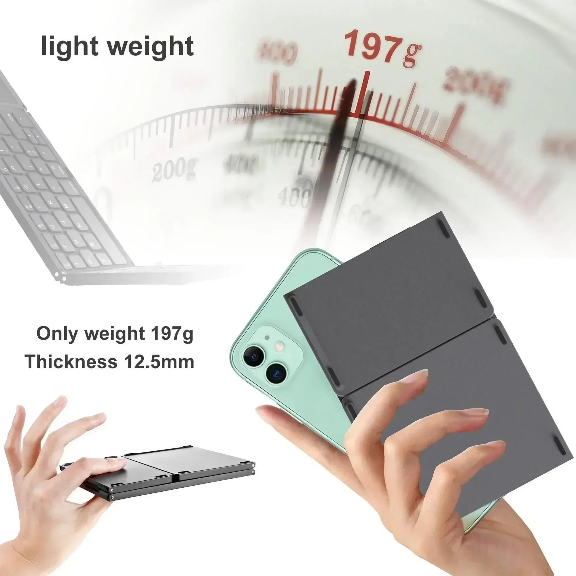Tri-Fold Bluetooth Keyboard with Touchpad