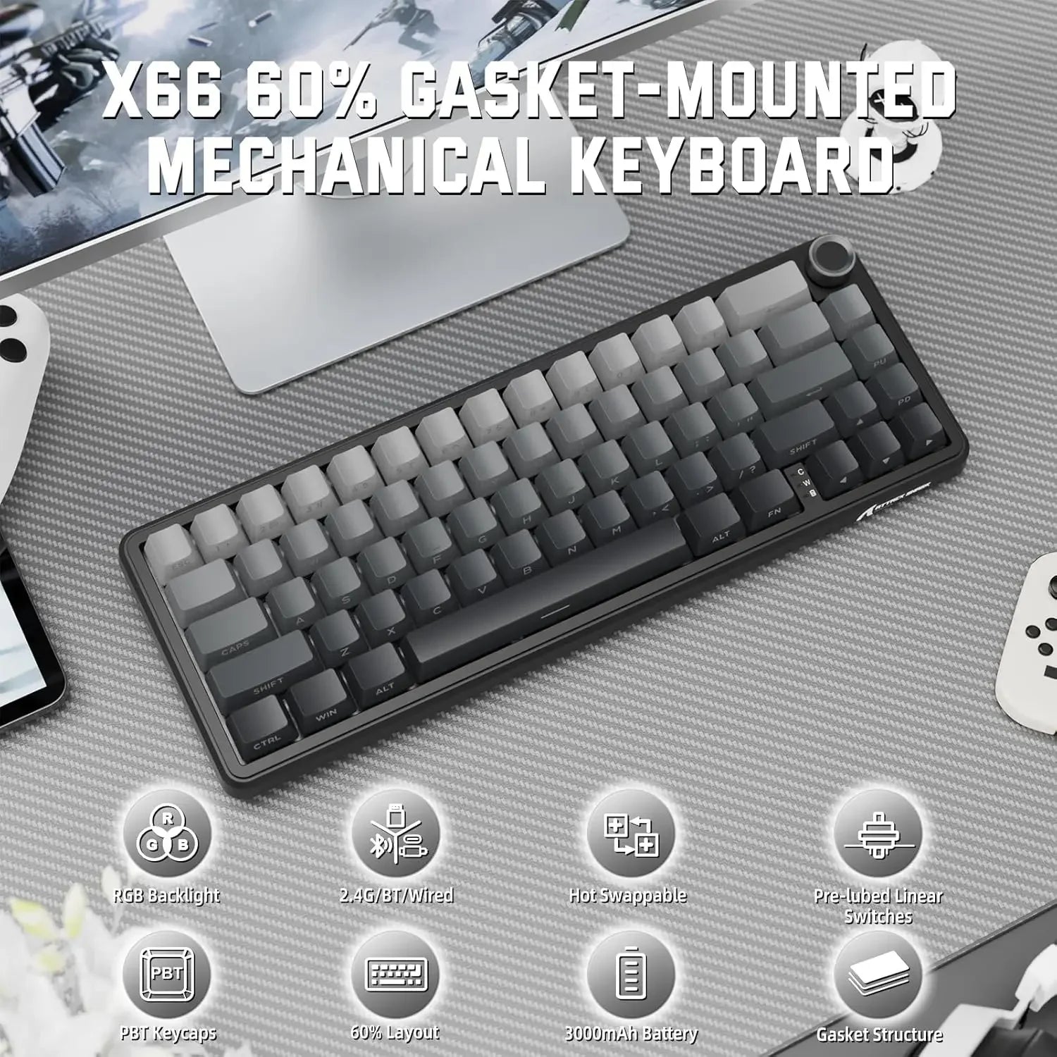 Mechanical Gaming Keyboard with RGB & Knob