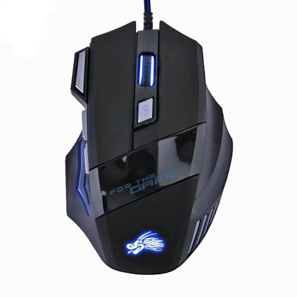 Wired Gaming Mouse 5500 DPI – RGB 7-Color Backlight Optical Mouse for PC