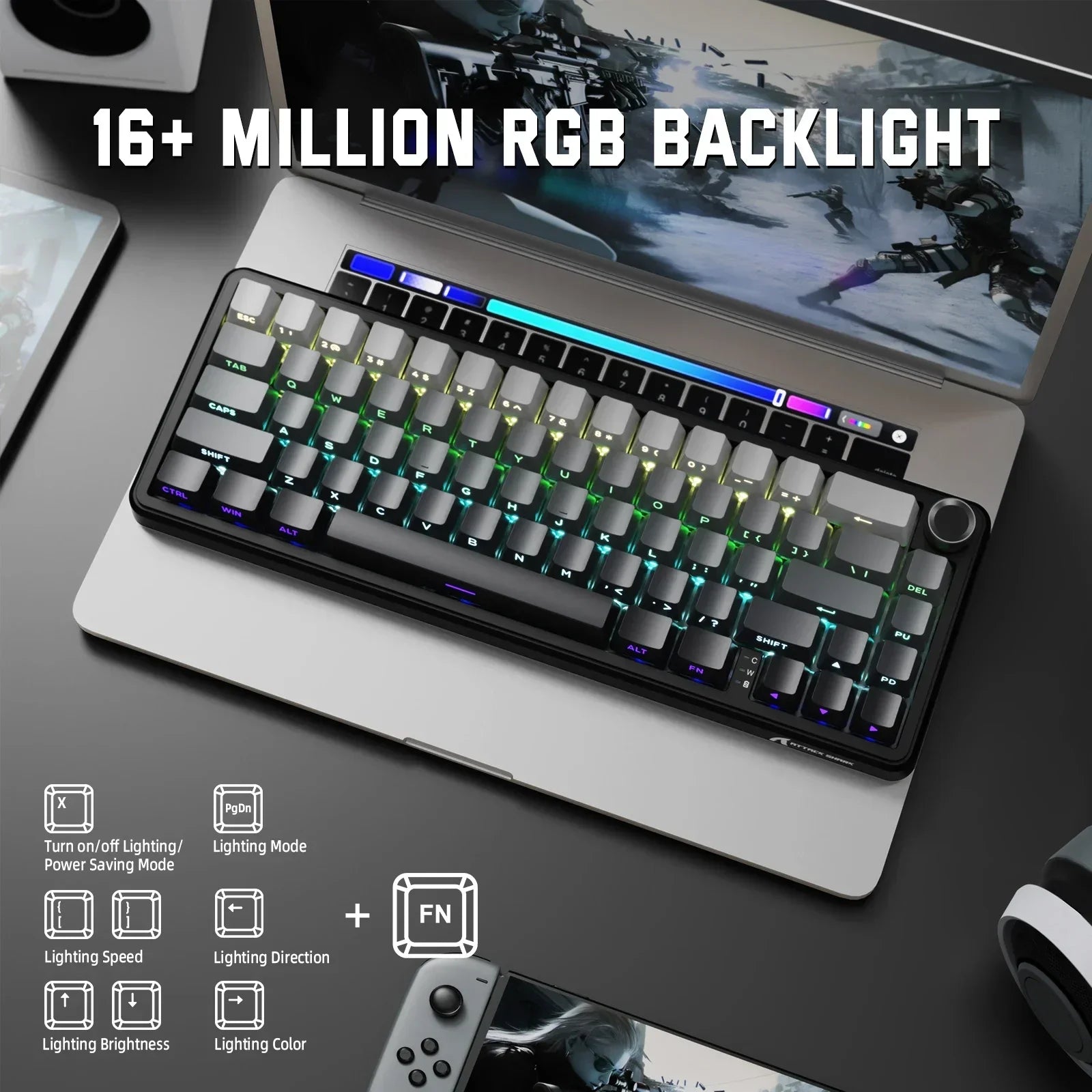 Mechanical Gaming Keyboard with RGB & Knob