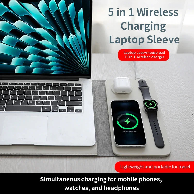 5-in-1 Wireless Charging Laptop Sleeve