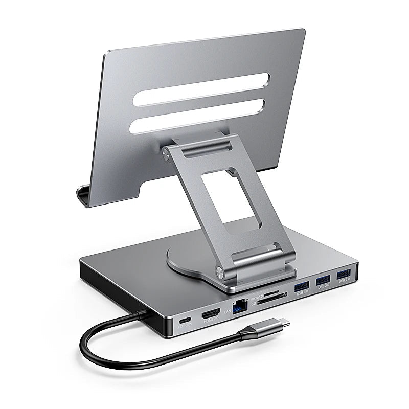 360° Rotating Stand with Type-C Hub
