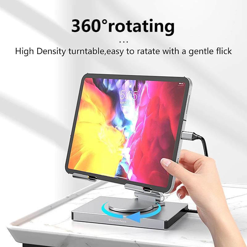 360° Rotating Stand with Type-C Hub