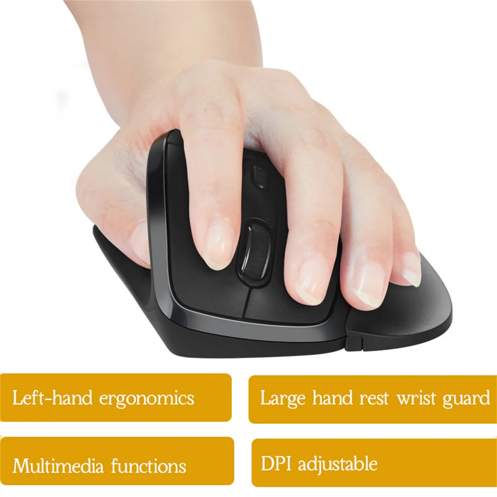 Wireless Left Handed Mouse – Ergonomic Design with Fast Scrolling USB Receiver