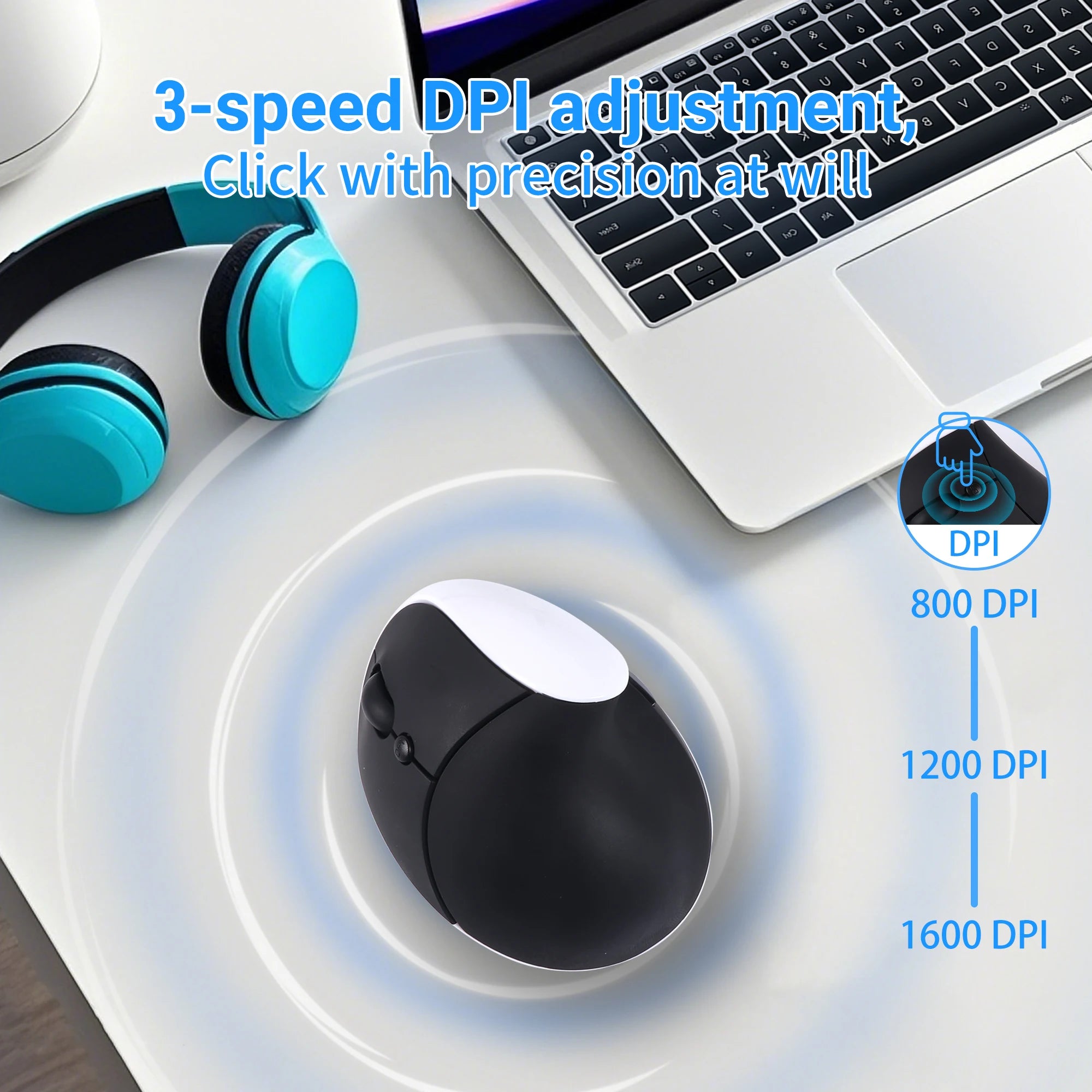 Left Hand Ergonomic Vertical Mouse for Left-Handed Users