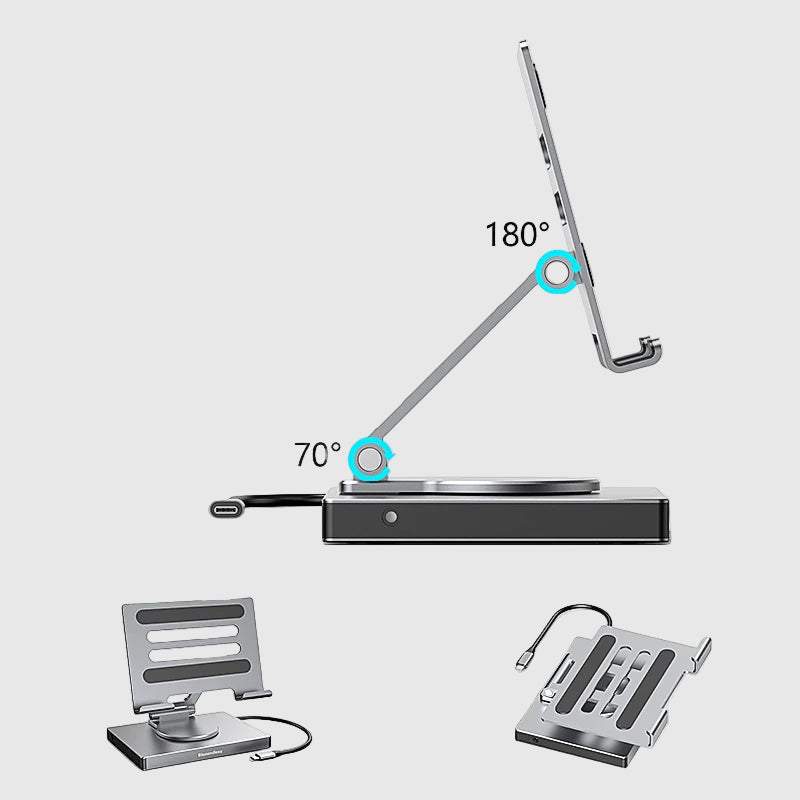 360° Rotating Stand with Type-C Hub