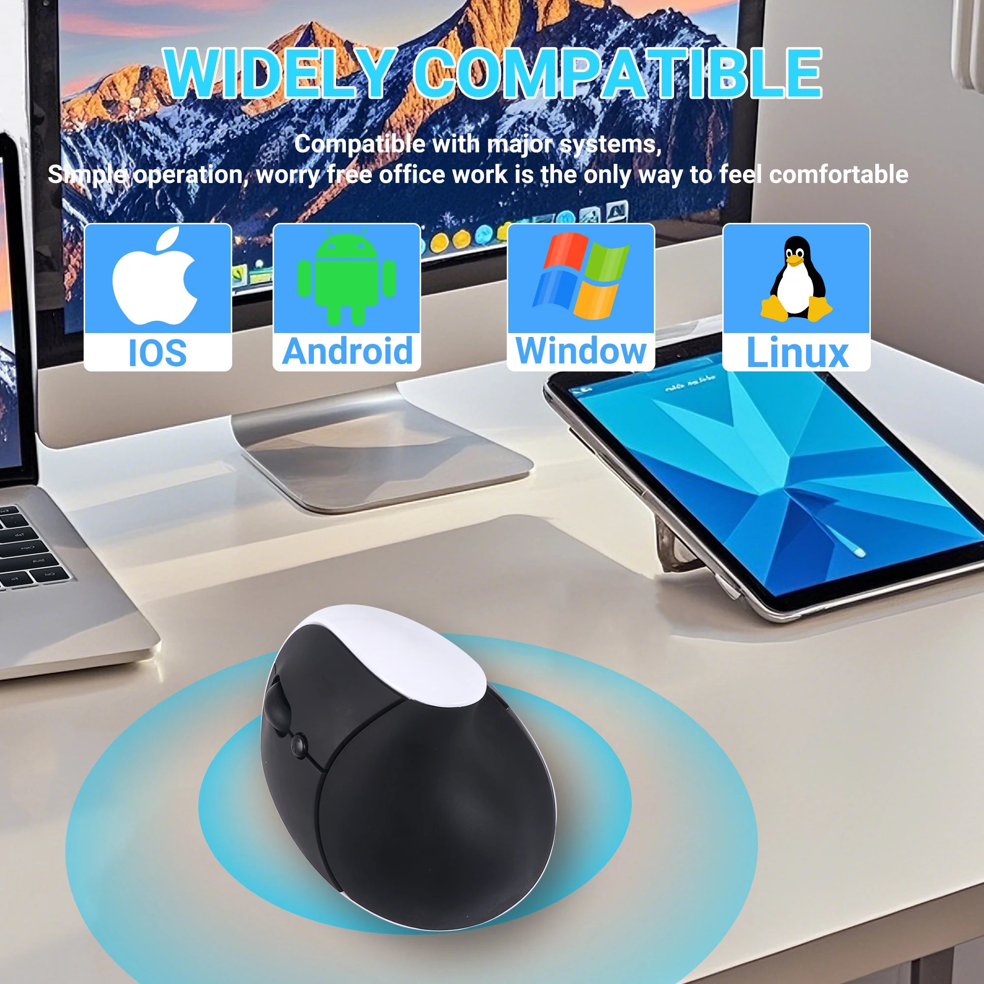 Left Hand Ergonomic Vertical Mouse for Left-Handed Users