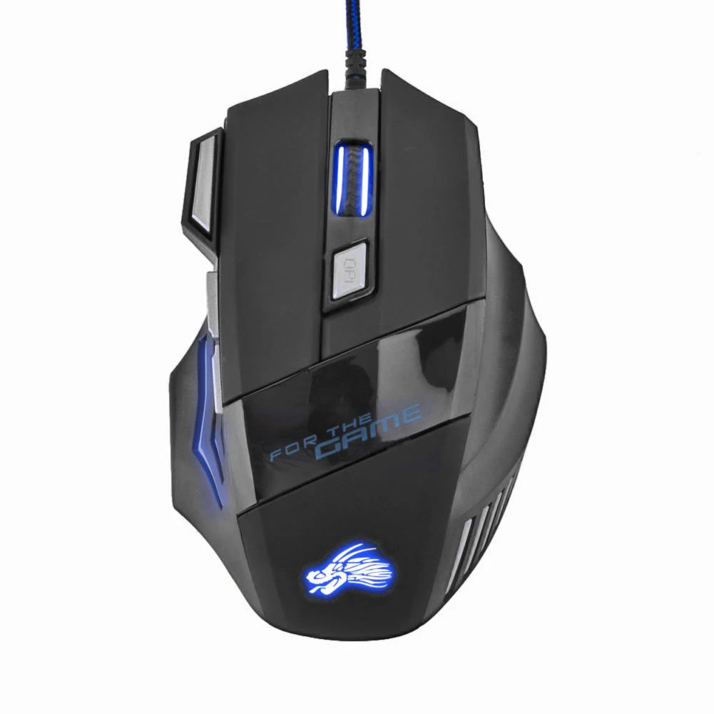 Wired Gaming Mouse 5500 DPI – RGB 7-Color Backlight Optical Mouse for PC