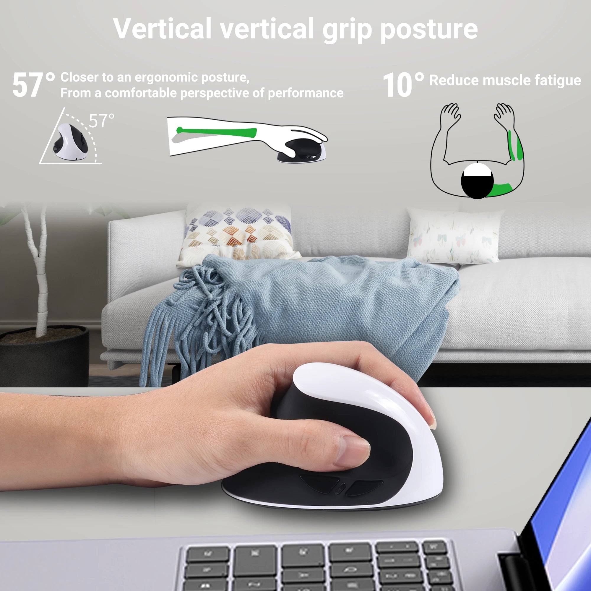 Left Hand Ergonomic Vertical Mouse for Left-Handed Users