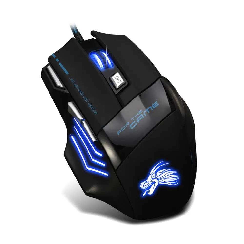 Wired Gaming Mouse 5500 DPI – RGB 7-Color Backlight Optical Mouse for PC