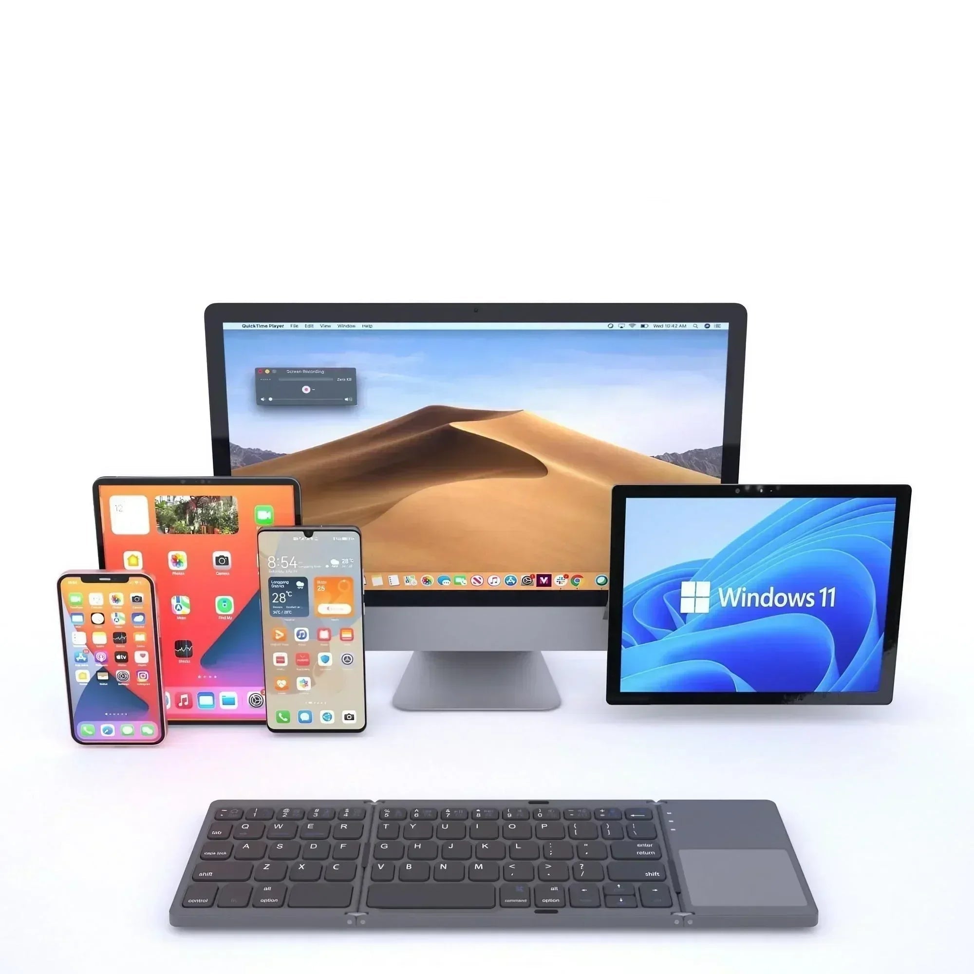 Tri-Fold Bluetooth Keyboard with Touchpad