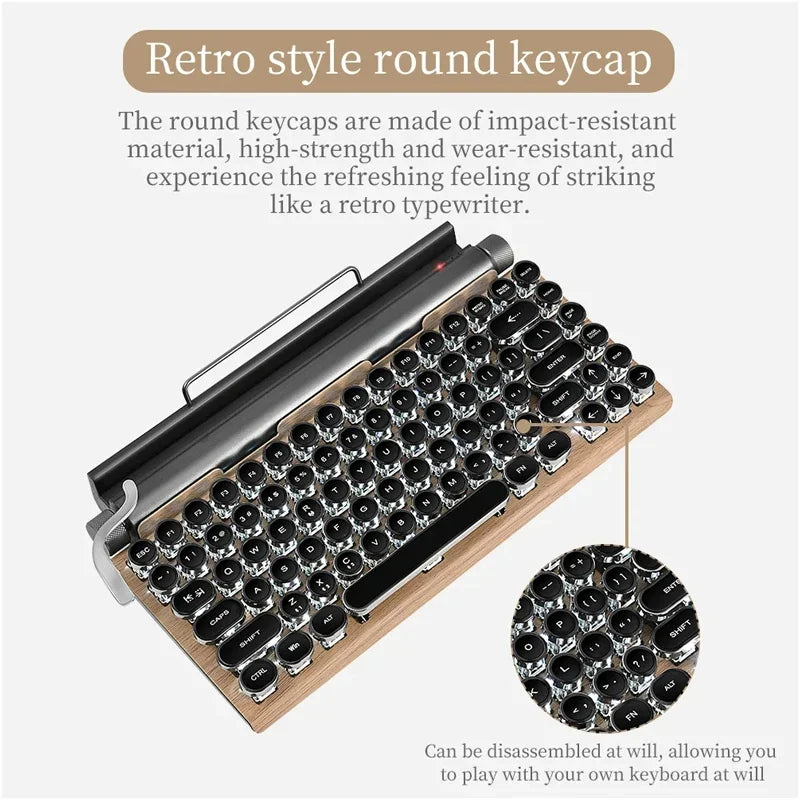 Retro Typewriter Wireless Mechanical Keyboard